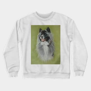 Long coat black face silver gray akita Crewneck Sweatshirt